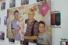 Семейное фото с часами холст 60 на 40 см